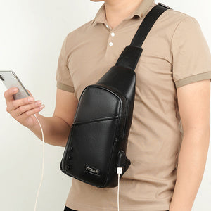 Men PU Leather Multifunctional Crossbody Bag Chest Bag