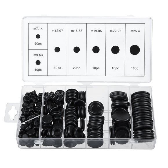 170pcs Rubber Grommet Seal Gasket Firewall Hole Plug Set Electrical Wire Black Assortment Kit