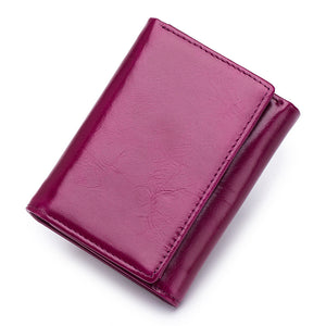 Genuine Leather Trifold Card Holder Small Wallet Coin Bags For Women Men