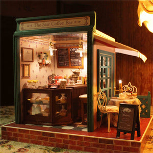 Cuteroom DIY Dollhouse Handcraft Miniature Project Kit The Star Coffee Bar Music Wooden Doll House