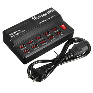 10 Port USB Charging Station Power Adapter Wall Travel Desktop Charger for Mobile Phone