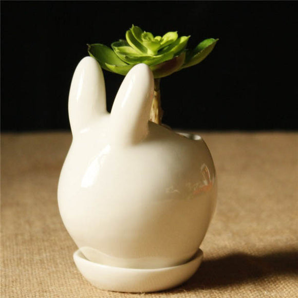 Mini Ceramic Rabbit Shape Succulent Plants Flower Pot Garden DIY Potted Plant Decoration Flower Pot