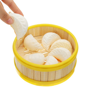 7Pcs Dumplings Squishy 6CM Slow Rising Collection Gift Soft Toy With Steamer Cover