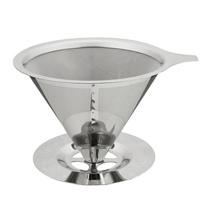 Stainless Steel Pour Over Coffee Dripper Paperless Reusable Double Layer Mesh Coffee Maker Cone Filter