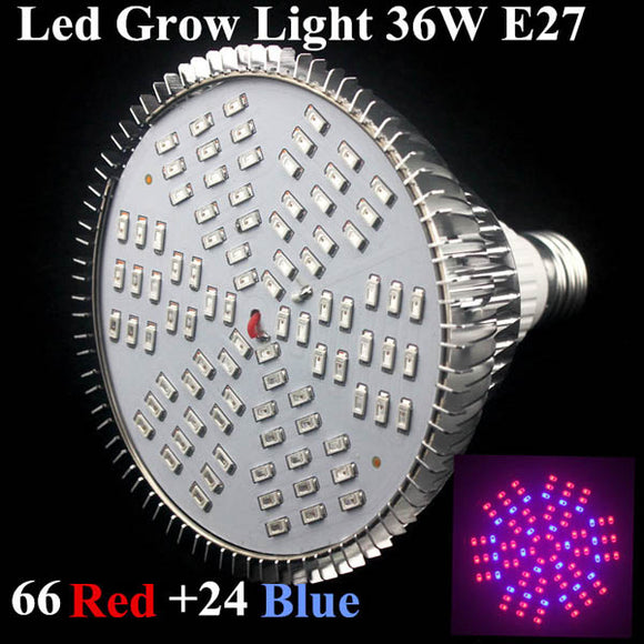 36W E27 66 Red 24 Blue Garden Plant Growth LED Bulb Greenhouse Plant Flower Seedling Light