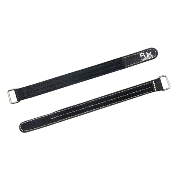 2Pcs RJXHOBBY 150-400mm Non Slip Silicone Metal Buckle Battery Straps Black for RC Model