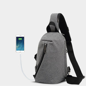 Oxford Multifunction USB Charging Casual Chest Bag Business College Bag For Men