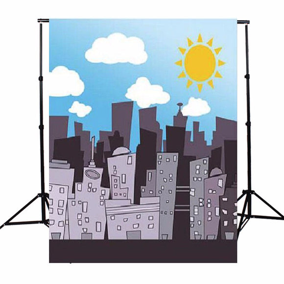 3x5FT Vinyl Cartoon City Photography Backdrop Background Studio Prop