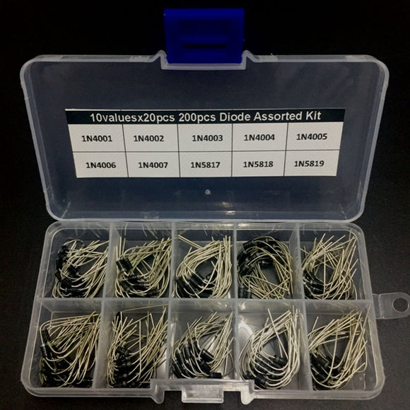 600pcs 10 Values 12V Diode Assorted Kit Box 60pcs Each Value 1N4001-1N4007 1N5817-1N5819