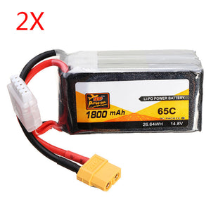 2 PCS ZOP Power 14.8V 1800mAh 65C 4S Lipo Battery XT60 Plug