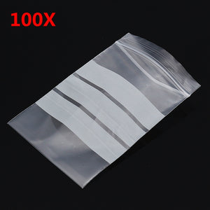 100Pcs 8x12cm Reclosable Ziplock Bag with Writing Panels PE Self Adhesive Seal Ring Bags