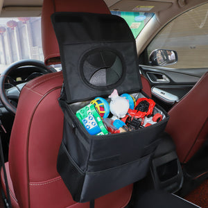 Leak Proof Vinyl Inside Lining Stable Black Car Trash Garbage Can Bag Closeable Lid 27.5 X 15.5 X 28.5CM