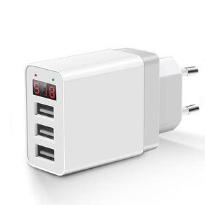 Bakeey 2.4A LED Display 3 Ports EU Plug Fast Travel Wall Charger For iPhone X 8 Plus S8 Xiaomi 6