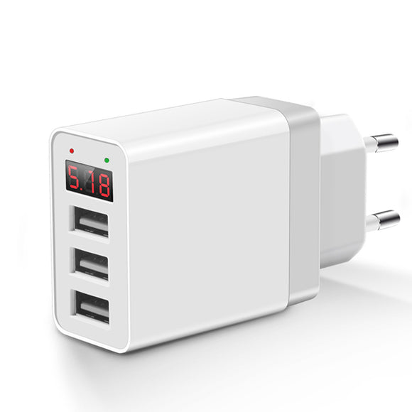 Bakeey 3.1A LED Display 3 USB Ports EU Plug Fast Travel Wall Charger For iPhone 11 Pro Max Xs 8 Plus S8 Xiaomi 6