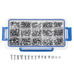 Suleve MXST3 480Pcs M4 M5 M6 Torx Machine Screw 304 Stainless Steel Flat & Round Head Bolt Nut Assortment