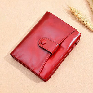 Women Genuine Leather Solid Wallet Card Holder