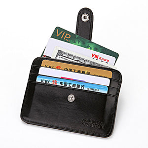 Men PU Leather Black Coffee Coin Bag Card Holder with 4 Card Slots