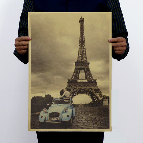 Vintage Paris Tower Poster Retro Kraft paper Poster Home Decor