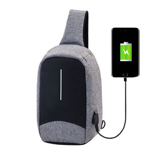 Men External USB Charging Function Sling Bag Water Repellent Anti Theft Crossboby Bag for 9.7 Ipad"