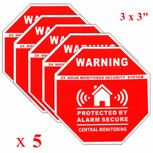 5Pcs Home Alarm Security Stickers Decals Signs for Window Doors