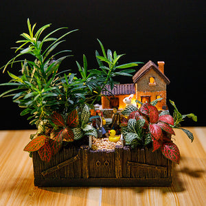 Lighting Tuscany's Cabin Flower Pot Craft Ornaments Magic Lantern House Planter Bonsai