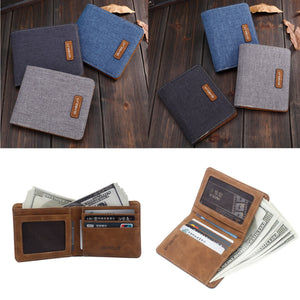 Men Canvas Slim Billfold Wallet Clutch Handbag Credit Card Purse Holder