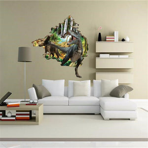 Creative Cartoon 3D PVC Dinosaur Broken Wall Sticker DIY Removable Decor Waterproof Wall Stickers