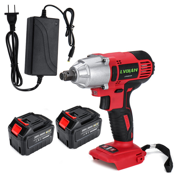 388VF 38800mAh 550NM Electric Cordless Impact Wrench Drill with 2 Batteries DIY Repair Tools Kit