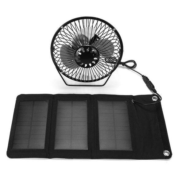 6V 5W Monocrystalline Solar Folding Bag Charger With 6inch Cooling Fan 360 Angle Adjustment