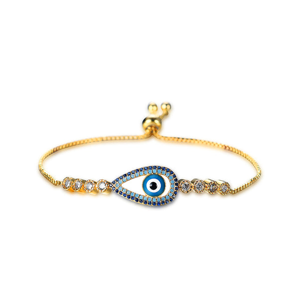 Platinum Gold Plated Evil Eye Zircon Bracelet Adjustable Unique Jewelry for Women