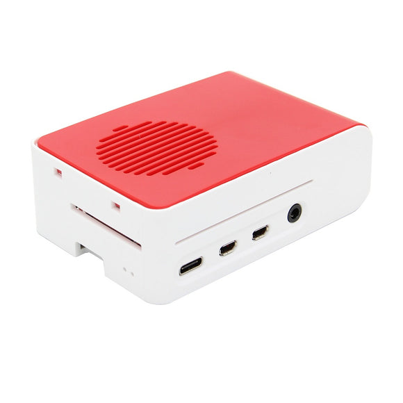 Red and White ABS Case With DC 5V 4010 Fan Protective Shell for Raspberry Pi 4B Only