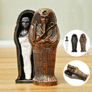 3.7 Inch Egyptian Pharaoh Miniature Figurine Resin Coffin Craft Ornament Home Decorations