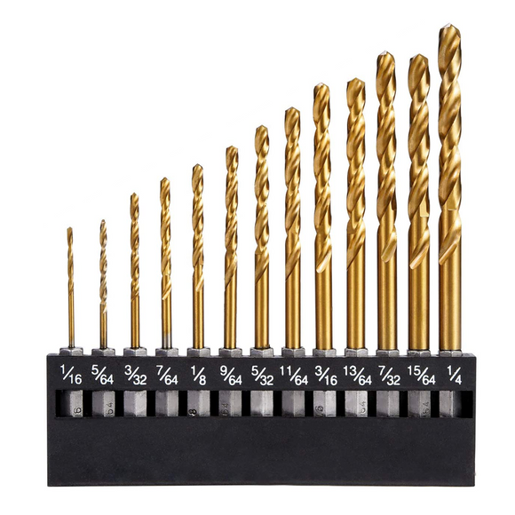 Drillpro 13Pcs Twist Drill Set Individual Drill Bits 1/16-1/4