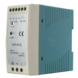 Industrial DIN Rail DC Power Supply Single Output 60W 24V 2.5A 120mVp-p MDR-60-24