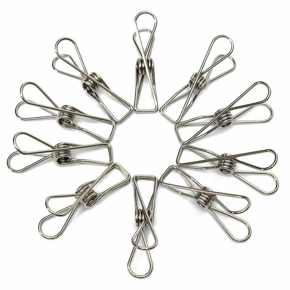 60Pcs Stainless Steel Clothes Pegs Hanging Clips Pins Laundry Windproof Clamp Household Clothespin