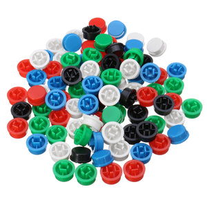 100PCS Tactile Switch Tact Push Button Momentary Switch Round Cap 5 Colour