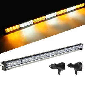 31 28 LED Car Flashing Warning Light Bar Traffic Flash Strobe Lamp DC12V Amber & White"