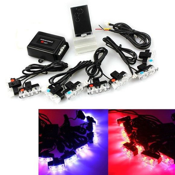 8 X 2 Car Led Strobe Light Grille Flashing Daytime Running Light with Wireless Controller Converted