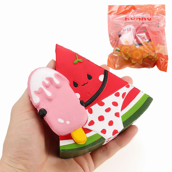 Squishy Watermelon Wearing Swimwear Holding Ice Lolly 11cm Slow Rising With Packaging Gift Decor Toy