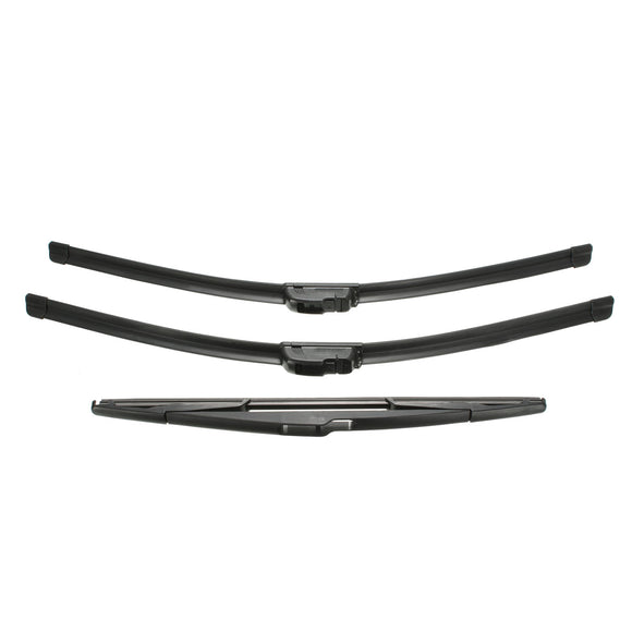 3Pcs Front And Rear Side Windscreen Window Wiper Blades For Peugeot 206 98-10