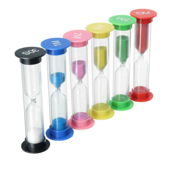 6Pcs 30S/1/2/3/5/10mins Mini Hourglass Sandglass Sand Clock Game Kitchen Home Timer