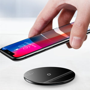 Baseus 10W Qi Wireless Charger Fast Charging Tempered Glass Panel Phone Holder For iPhone Samsung Huawei Xiaomi Oppo Vivo Smart Phone