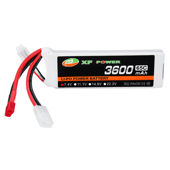 XF Power 7.4V 3600mAh 65C 2S Lipo Battery T Tamiya Plug for 1/8 1/10 RC Car