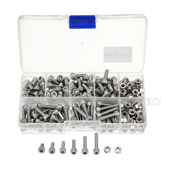 Suleve M4SH1 M4 Stainless Steel Hex Socket Cap Head Screws Bolts Nuts Assortment Kit 250Pcs