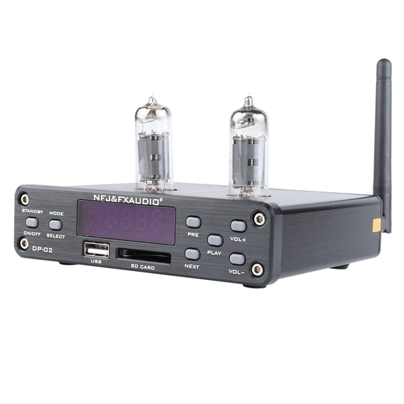 NFJ&FXAUDIO DP-02 6K4 MINI HiFi bluetooth Audio Tube Headphone Amplifier Support USB SD Card