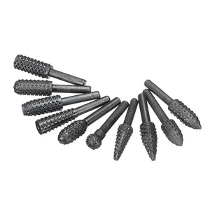 10Pcs Rotary File Rasp Set 6mm Shank Rotary Files Burr Cutters Woodworking Carving Bits