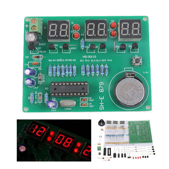 5Pcs DIY 6 Digital LED Electronic Clock Kit 9V-12V AT89C2051