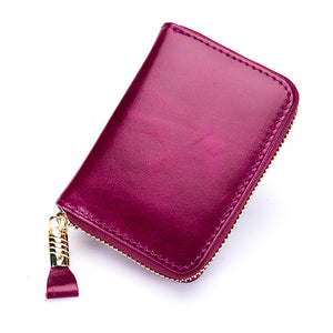 Women Men RFID Genuine Leather Short Wallet 12 Card Slot Card Holder Coin Purse