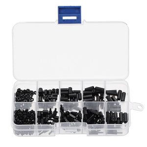 Suleve M2NH4 M2 Nylon Screw Black Hex Screw Nut Nylon PCB Standoff Assortment Kit 300Pcs