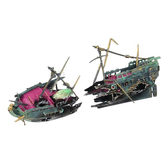 Yani Aquarium Ornament Fishing Boat Decoration Shipwreck Boat Plant for Fish Tank